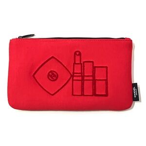 Chanel Red Makeup Bag Pouch